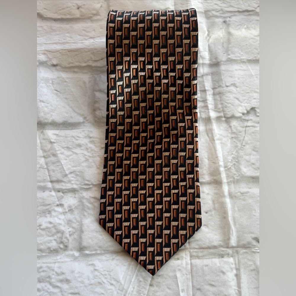 Campia Moda Brown Geometric Neck Tie 57”